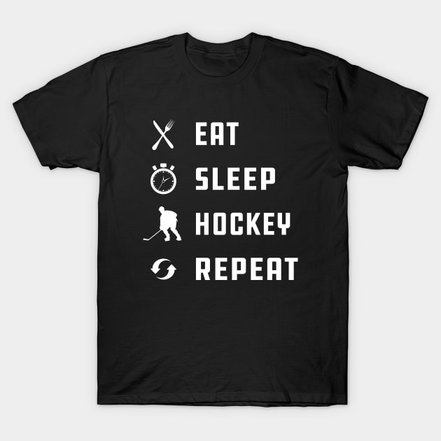 Ice Hockey - Eat Sleep Hockey Repeat T-Shirt by KC Happy Shop